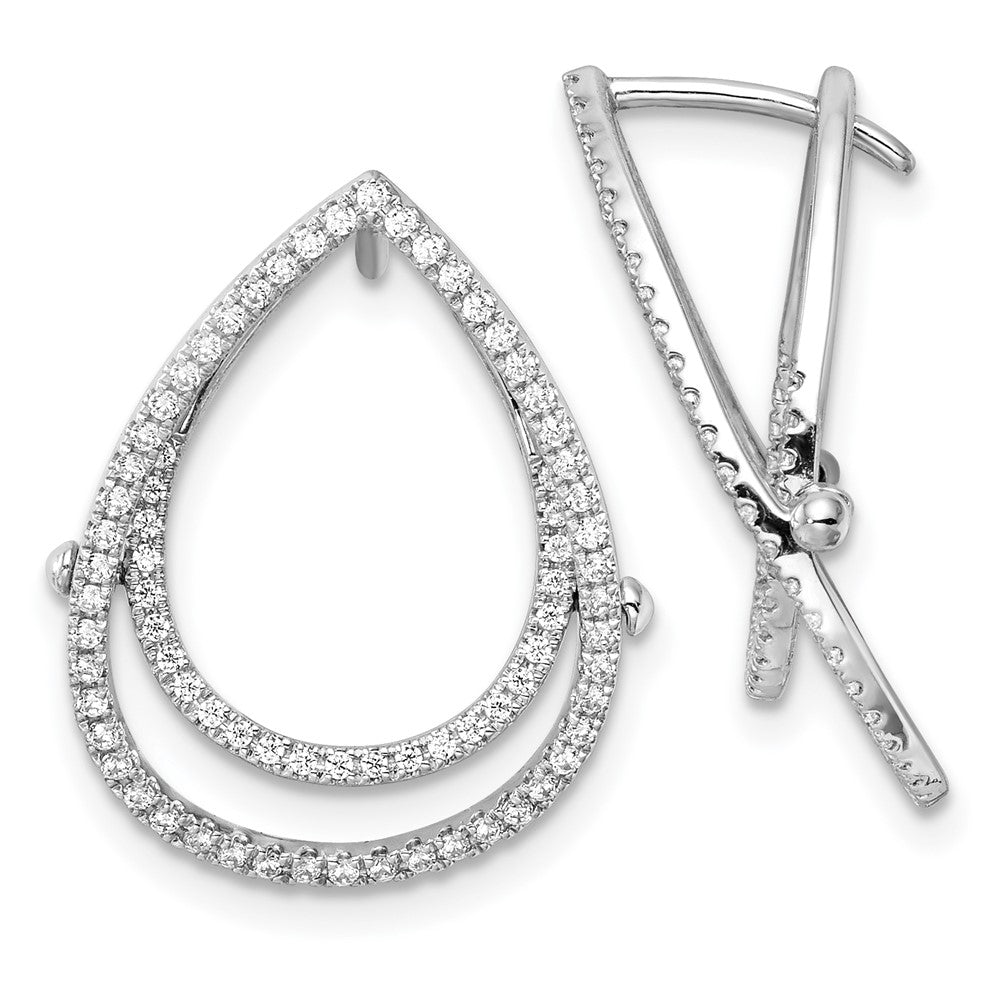 14K Weißgold Ohrringe mit Klappmechanik im Tropfen-Design mit Labor gezüchteten Diamanten, VS/SI+ G+