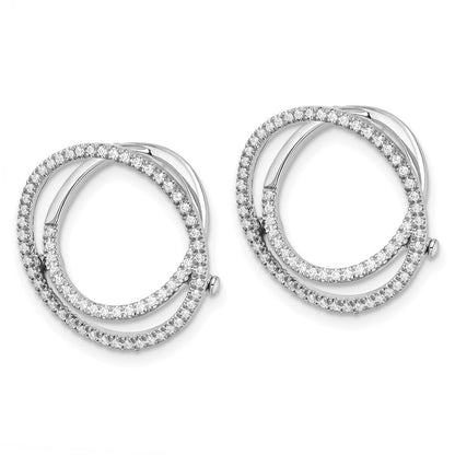 14K Weißgold Labor-gezüchtete Diamant-Kreis-Fashion-Ohrringe mit Scharnier, VS/SI+ G+