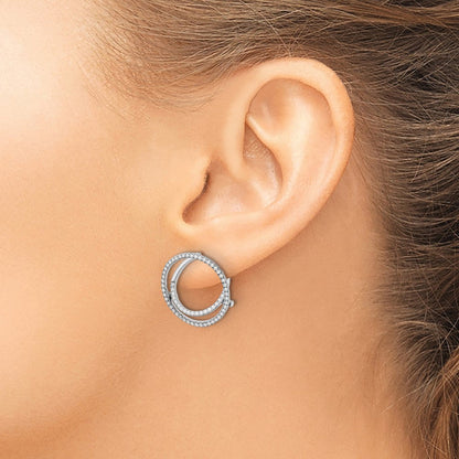 14K Weißgold Labor-gezüchtete Diamant-Kreis-Fashion-Ohrringe mit Scharnier, VS/SI+ G+