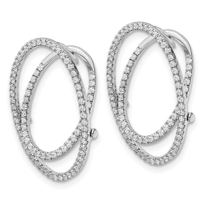 14K Weißgold Ohrringe mit Klappmechanismus, ausgefallenes Design, Labor gezüchteten Diamanten im Ovalschliff, VS/SI+ G+