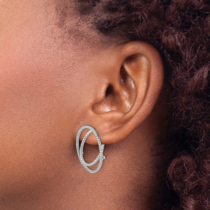 14K Weißgold Ohrringe mit Klappmechanismus, ausgefallenes Design, Labor gezüchteten Diamanten im Ovalschliff, VS/SI+ G+