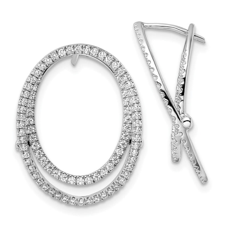 14K Weißgold Ohrringe mit Klappmechanismus, ausgefallenes Design, Labor gezüchteten Diamanten im Ovalschliff, VS/SI+ G+