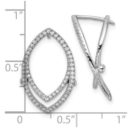 14K Weißgold Laborgezüchtete Diamant-Ohrringe mit Marquise-Schliff und Klappverschluss, VS/SI+ G+