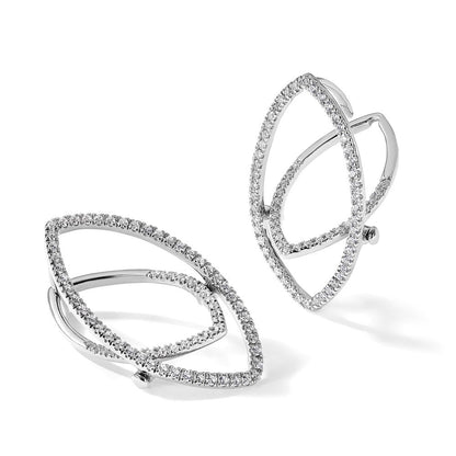 14K Weißgold Laborgezüchtete Diamant-Ohrringe mit Marquise-Schliff und Klappverschluss, VS/SI+ G+