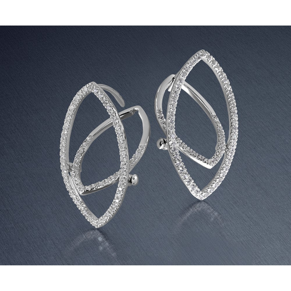 14K Weißgold Laborgezüchtete Diamant-Ohrringe mit Marquise-Schliff und Klappverschluss, VS/SI+ G+