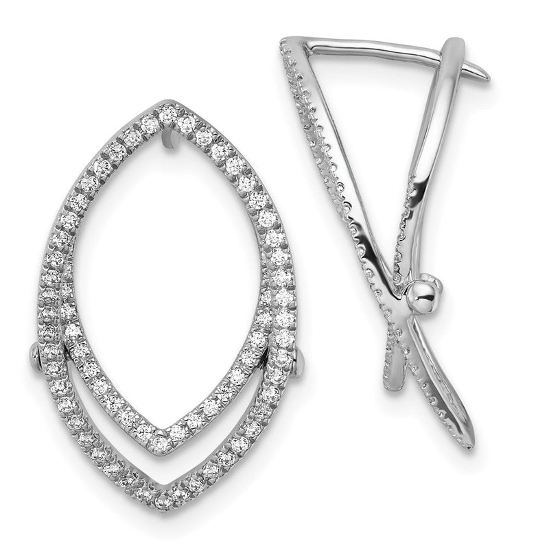 14K Weißgold Laborgezüchtete Diamant-Ohrringe mit Marquise-Schliff und Klappverschluss, VS/SI+ G+