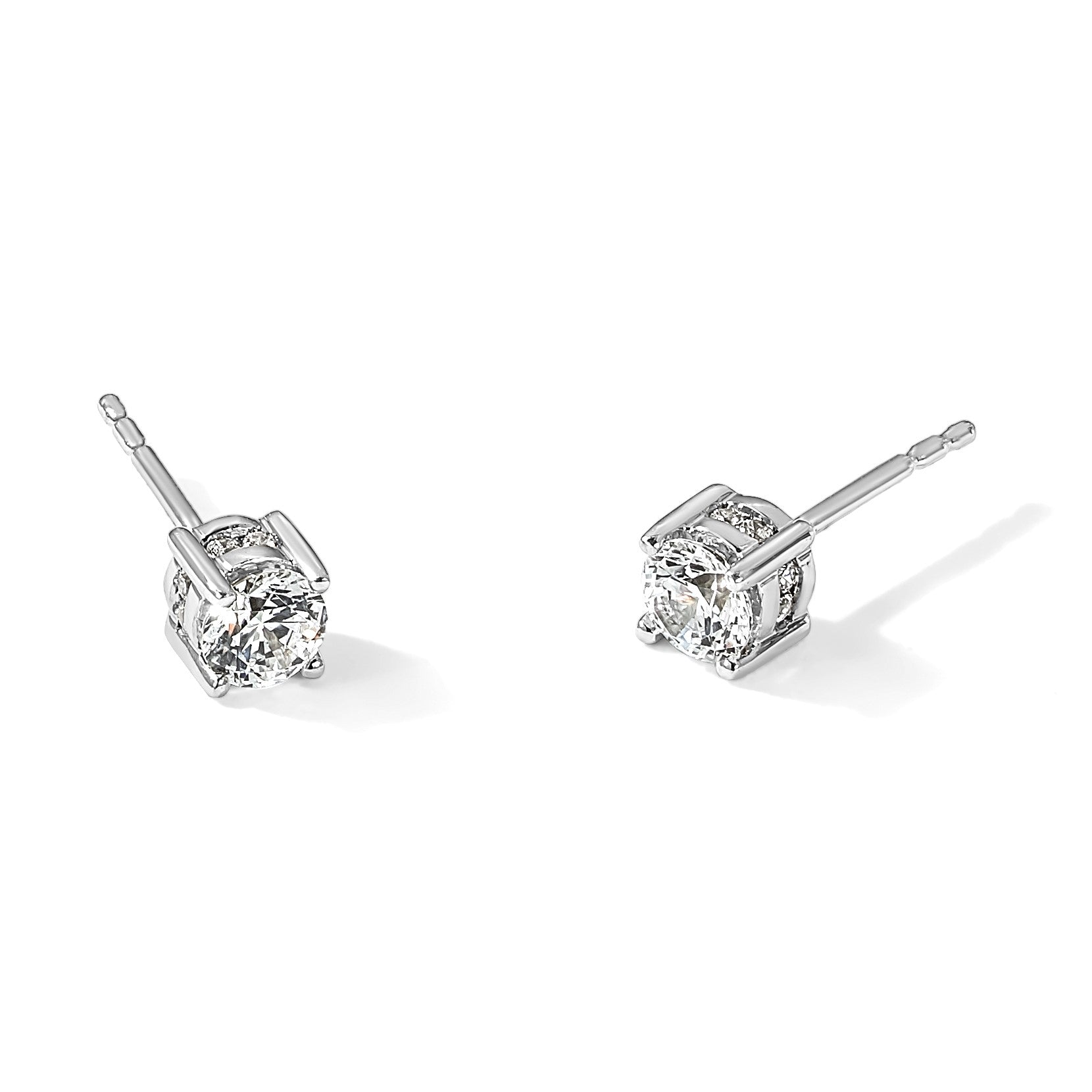 14K Weißgold Ohrstecker mit 0,5 ct. Laborgezüchteten Diamanten, VS/SI+ G+