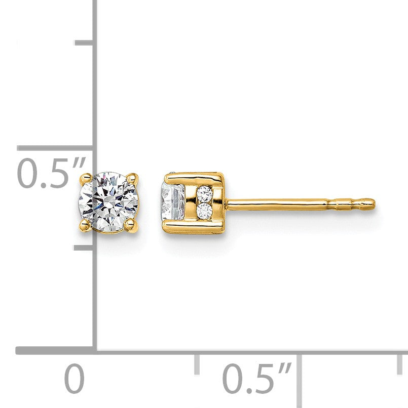 14K Gelbgold Ohrstecker mit 0,5 ct. im Labor gezüchtetem Diamant, VS/SI+ G+, komplett mit Steckverschluss