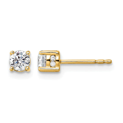 14K Gelbgold Ohrstecker mit 0,5 ct. im Labor gezüchtetem Diamant, VS/SI+ G+, komplett mit Steckverschluss