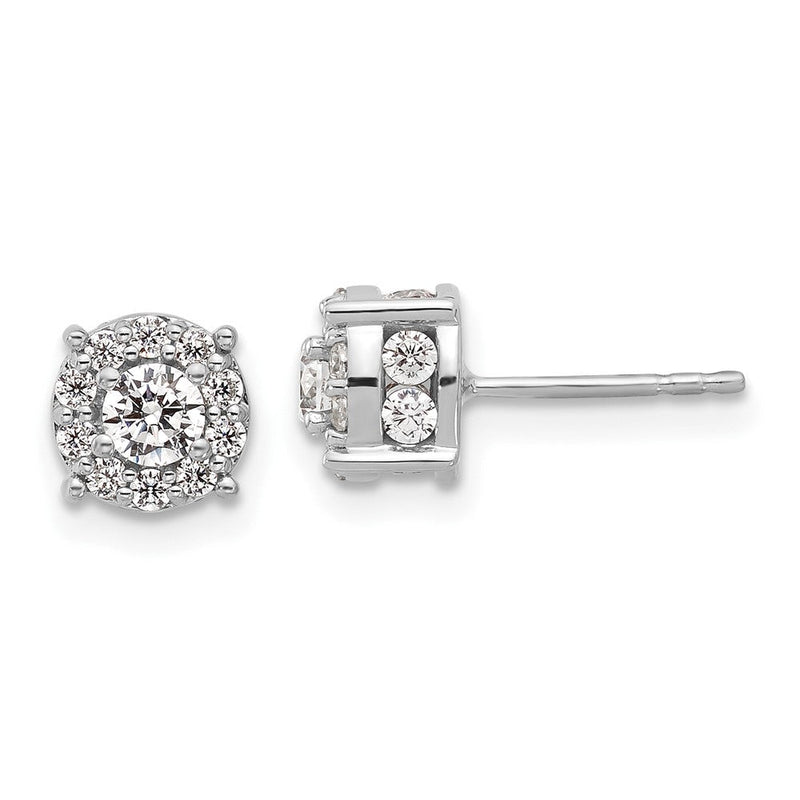 14K Weißgold 1 Karat Im Labor Gezüchtet Diamant Vs/si+ G+ Komplett Rund Mode Heiligenschein Ohrstecker