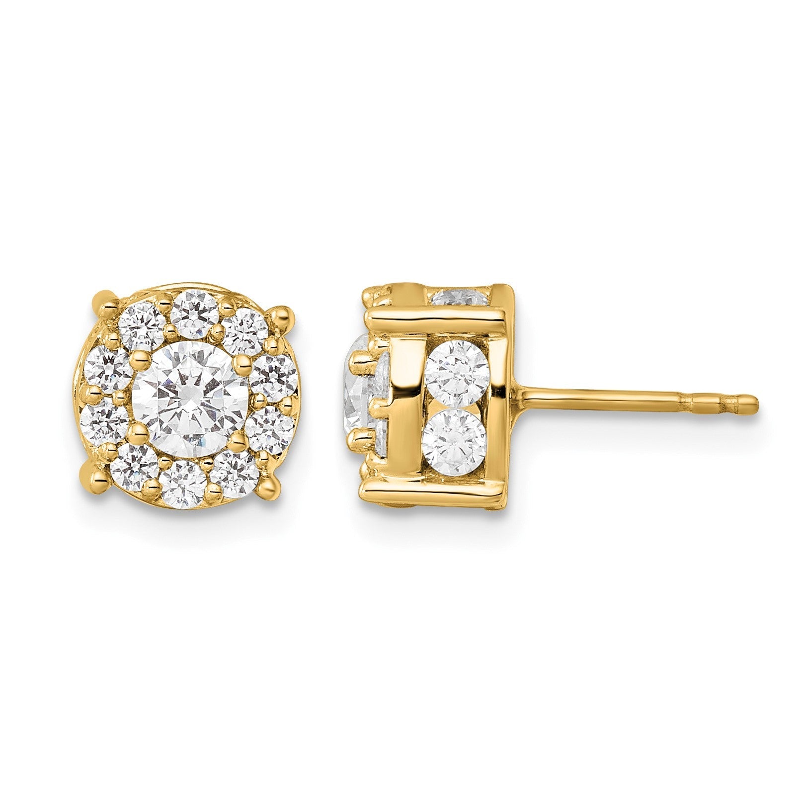 10K Gelbgold Ohrstecker mit 2 ct. im Labor gezüchteten Diamanten VS/SI+ G+
