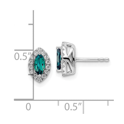 14K Weißgold Ohrstecker mit 0,2 ct. Laborgezüchtetem Diamant VS/SI+ G+ und Laborgezüchtetem Alexandrit, Geburtsstein Juni