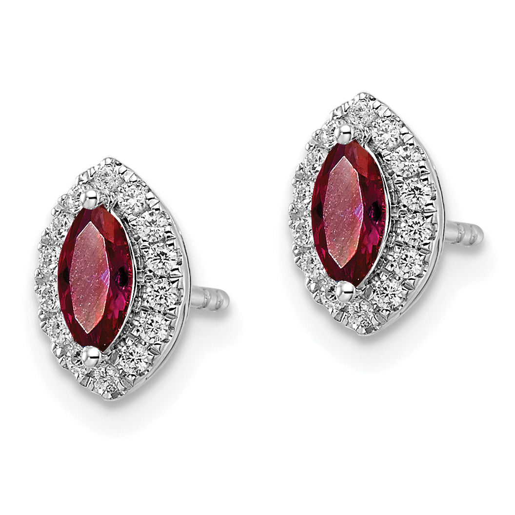 14K Weißgold 1/5 Karat Im Labor Gezüchtet Diamant Vs/si+ G+ und Erzeugt Rubin July Geburtsstein Ohrstecker