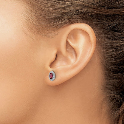 14K Weißgold 1/5 Karat Im Labor Gezüchtet Diamant Vs/si+ G+ und Erzeugt Rubin July Geburtsstein Ohrstecker