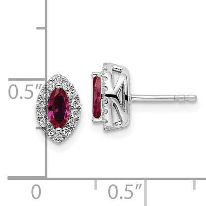 14K Weißgold 1/5 Karat Im Labor Gezüchtet Diamant Vs/si+ G+ und Erzeugt Rubin July Geburtsstein Ohrstecker
