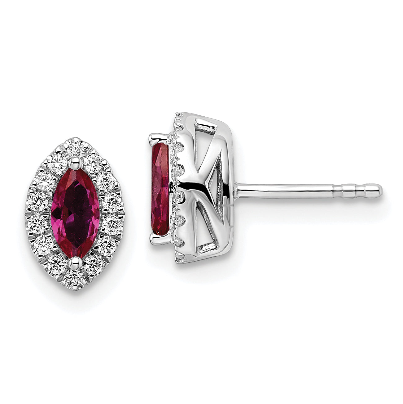 14K Weißgold 1/5 Karat Im Labor Gezüchtet Diamant Vs/si+ G+ und Erzeugt Rubin July Geburtsstein Ohrstecker