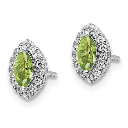 14K Weißgold Ohrstecker mit 0,2 ct. Laborgezüchteten Diamanten VS/SI+ G+ und Peridot-Geburtsstein für August