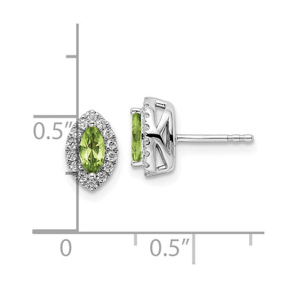 14K Weißgold Ohrstecker mit 0,2 ct. Laborgezüchteten Diamanten VS/SI+ G+ und Peridot-Geburtsstein für August
