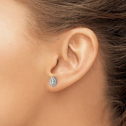 14K Weißgold Ohrstecker mit 0,2 ct. im Labor gezüchteten Diamanten VS/SI+ G+ und weißem Saphir, Geburtsstein für April