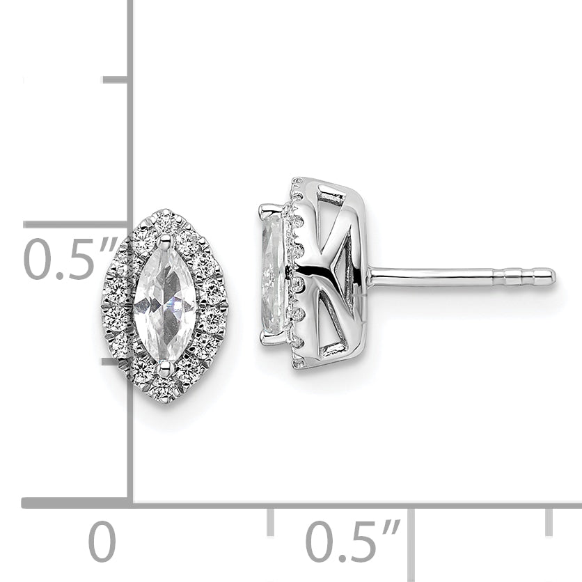 14K Weißgold Ohrstecker mit 0,2 ct. im Labor gezüchteten Diamanten VS/SI+ G+ und weißem Saphir, Geburtsstein für April