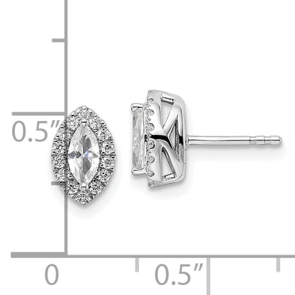14K Weißgold Ohrstecker mit 0,2 ct. im Labor gezüchteten Diamanten VS/SI+ G+ und weißem Saphir, Geburtsstein für April