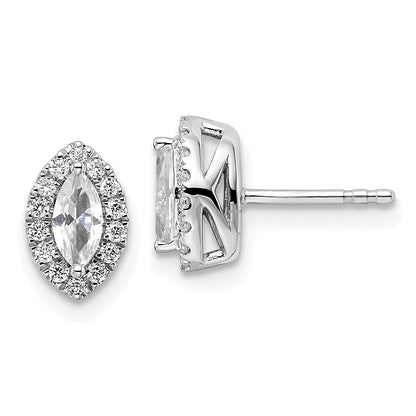 14K Weißgold Ohrstecker mit 0,2 ct. im Labor gezüchteten Diamanten VS/SI+ G+ und weißem Saphir, Geburtsstein für April
