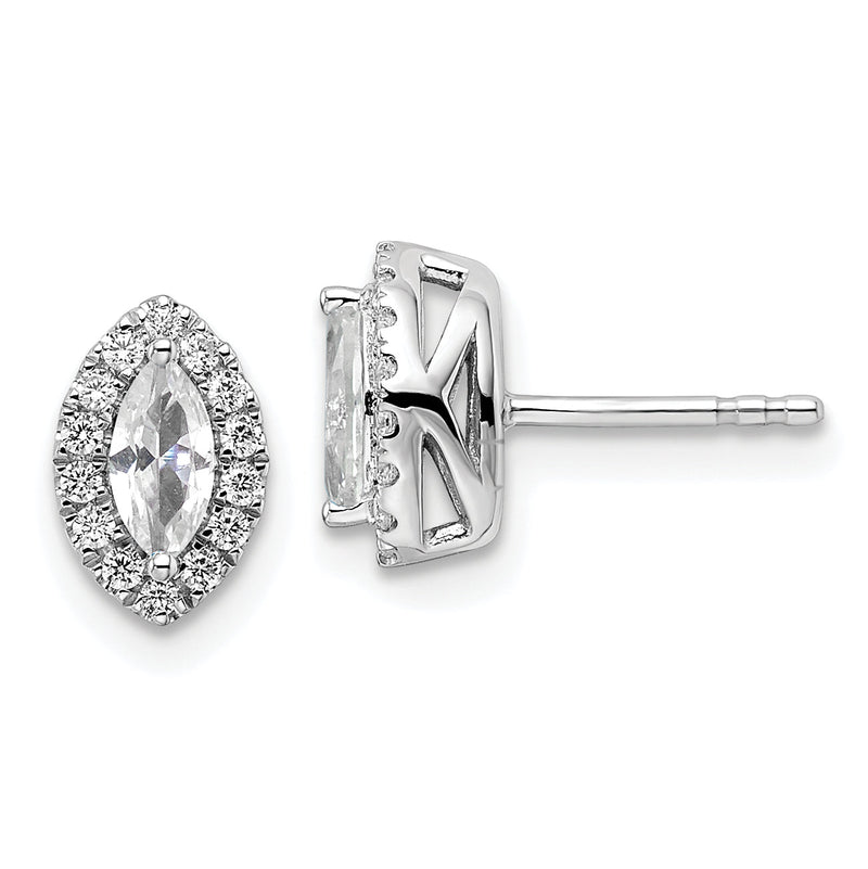 14K Weißgold Ohrstecker mit 0,2 ct. im Labor gezüchteten Diamanten VS/SI+ G+ und weißem Saphir, Geburtsstein für April
