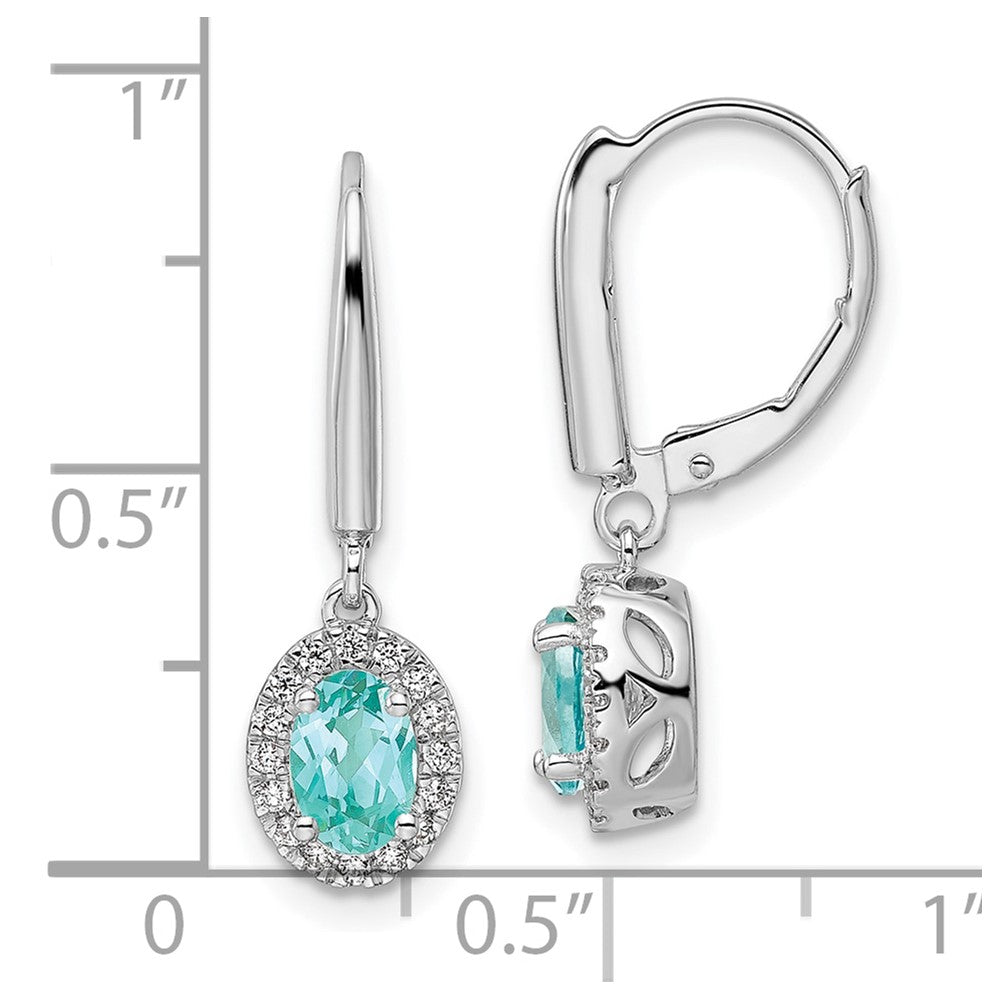 Pure Serenity 14K Weißgold Ohrhänger mit Leverback-Verschluss, 0,2 ct. Labor gezüchteten Diamanten VS/SI+ G+ und im Labor gezüchteten Paraíba-Turmalinen