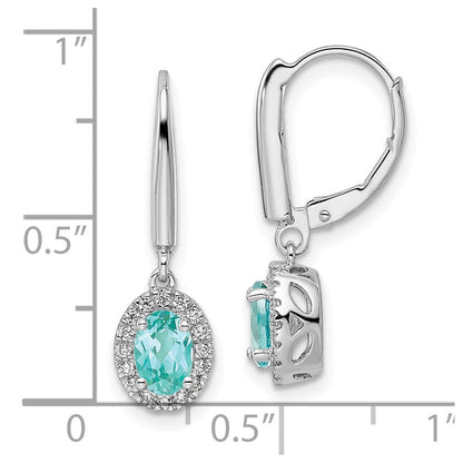 Pure Serenity 14K Weißgold Ohrhänger mit Leverback-Verschluss, 0,2 ct. Labor gezüchteten Diamanten VS/SI+ G+ und im Labor gezüchteten Paraíba-Turmalinen