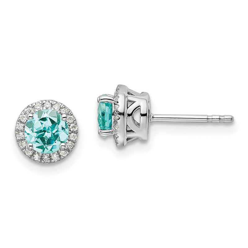 Pure Serenity 14K Weißgold Ohrstecker mit 0,125 ct. Laborgezüchteten Diamanten VS/SI+ G+ und Laborgezüchtetem Paraiba