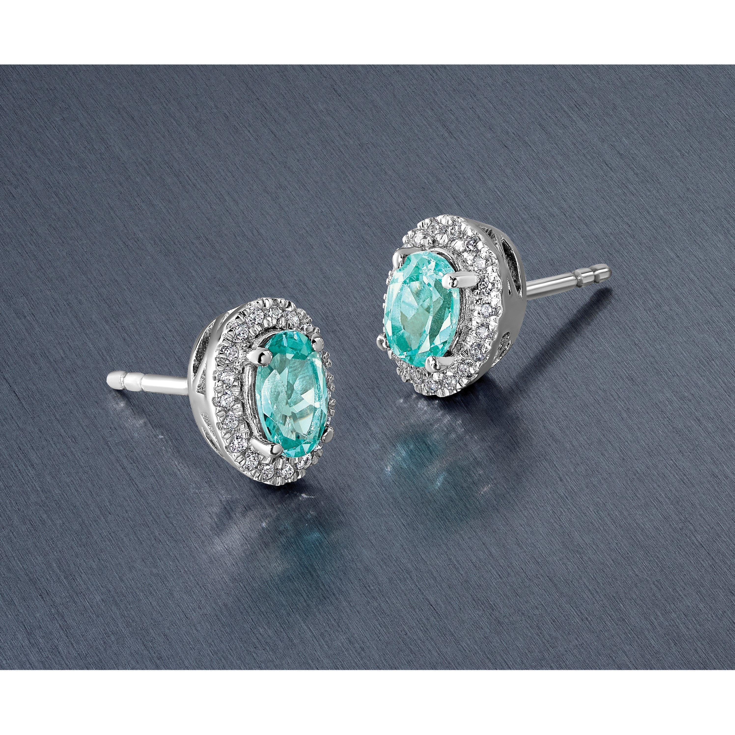 Pure Serenity 14K Weißgold Ohrstecker mit 0,10 ct. Laborgezüchteten Diamanten VS/SI+ G+ und laborgezüchtetem Paraíba-Turmalin