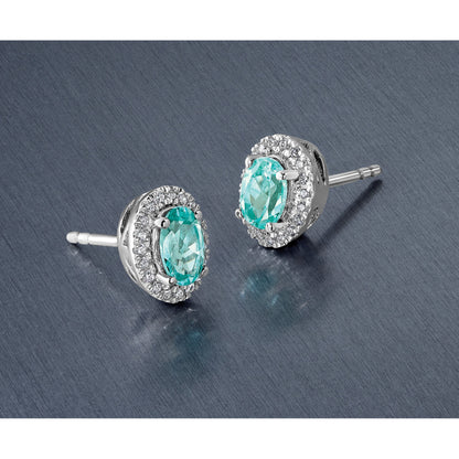 Pure Serenity 14K Weißgold Ohrstecker mit 0,10 ct. Laborgezüchteten Diamanten VS/SI+ G+ und laborgezüchtetem Paraíba-Turmalin