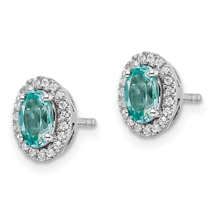 Pure Serenity 14K Weißgold Ohrstecker mit 0,10 ct. Laborgezüchteten Diamanten VS/SI+ G+ und laborgezüchtetem Paraíba-Turmalin
