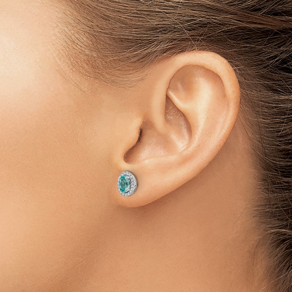 Pure Serenity 14K Weißgold Ohrstecker mit 0,10 ct. Laborgezüchteten Diamanten VS/SI+ G+ und laborgezüchtetem Paraíba-Turmalin