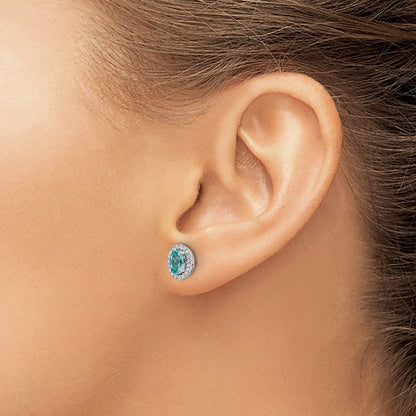 Pure Serenity 14K Weißgold Ohrstecker mit 0,10 ct. Laborgezüchteten Diamanten VS/SI+ G+ und laborgezüchtetem Paraíba-Turmalin