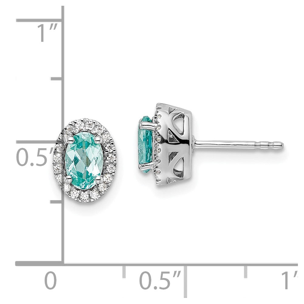 Pure Serenity 14K Weißgold Ohrstecker mit 0,10 ct. Laborgezüchteten Diamanten VS/SI+ G+ und laborgezüchtetem Paraíba-Turmalin