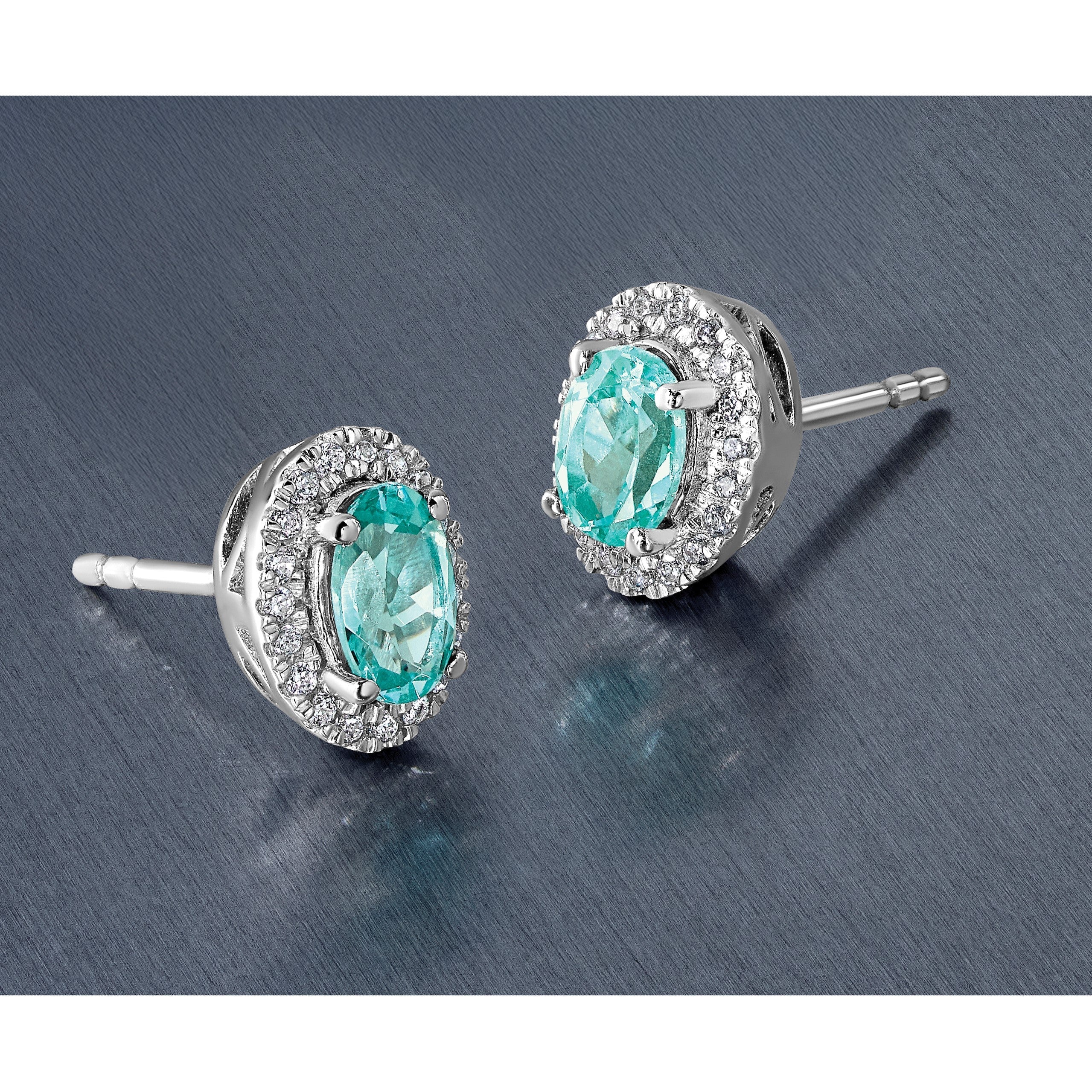 Pure Serenity 14K Weißgold Ohrstecker mit 0,10 ct. Laborgezüchteten Diamanten VS/SI+ G+ und laborgezüchtetem Paraíba-Turmalin