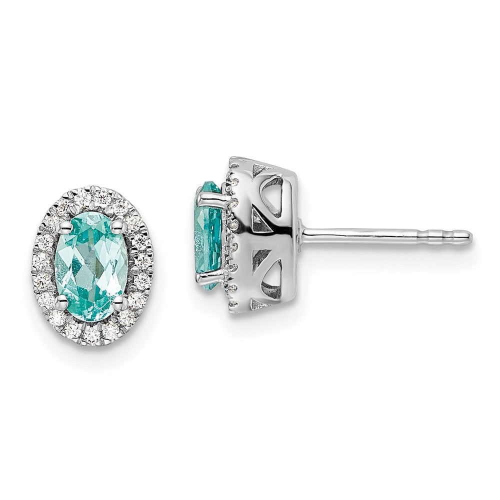 Pure Serenity 14K Weißgold Ohrstecker mit 0,10 ct. Laborgezüchteten Diamanten VS/SI+ G+ und laborgezüchtetem Paraíba-Turmalin
