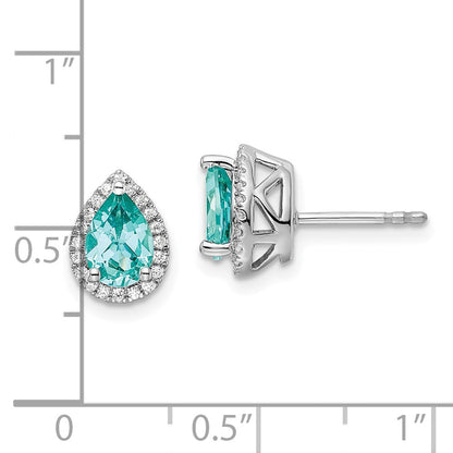 Pure Serenity 14K Weißgold Ohrhänger mit 0,17 ct. im Birnenschliff, laborgezüchteten Diamanten VS/SI+ G+ und laborgezüchtetem Paraiba-Turmalin