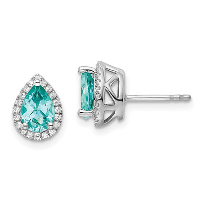 Pure Serenity 14K Weißgold Ohrhänger mit 0,17 ct. im Birnenschliff, laborgezüchteten Diamanten VS/SI+ G+ und laborgezüchtetem Paraiba-Turmalin