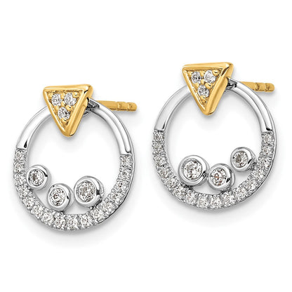 14K Bicolor 0,25 ct. Laborgezüchtete Diamant VS/SI+ G+ Ohrstecker mit Dreieck und Kreis-Ohrhänger-Jacket
