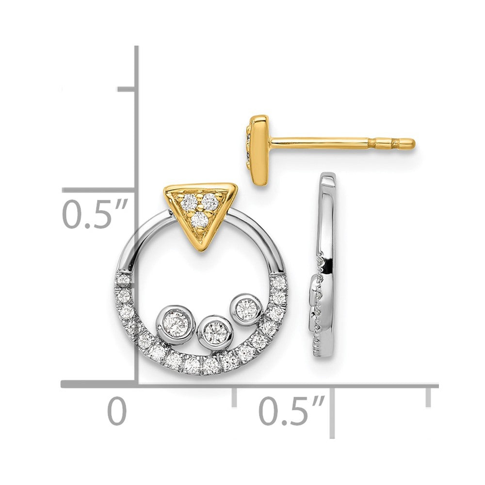 14K Bicolor 0,25 ct. Laborgezüchtete Diamant VS/SI+ G+ Ohrstecker mit Dreieck und Kreis-Ohrhänger-Jacket