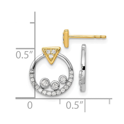 14K Bicolor 0,25 ct. Laborgezüchtete Diamant VS/SI+ G+ Ohrstecker mit Dreieck und Kreis-Ohrhänger-Jacket
