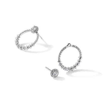 14K Weißgold Ohrringe mit Ohrring-Jackets in Kreisform und Ohrsteckern, mit Labor gezüchteten Diamanten VS/SI+ G+