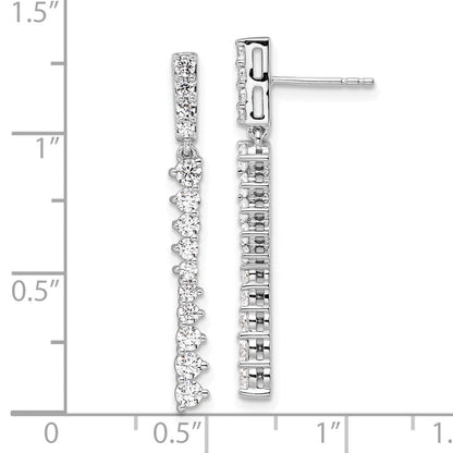 14K Weißgold Ohrhänger mit 1 ct. im Labor gezüchteten Diamanten, VS/SI+ G+, mit Stecker