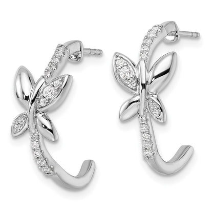 14K Weißgold Diamant-Schmetterling-J-Creolen mit Laborgezüchteten Diamanten VS/SI+ G+