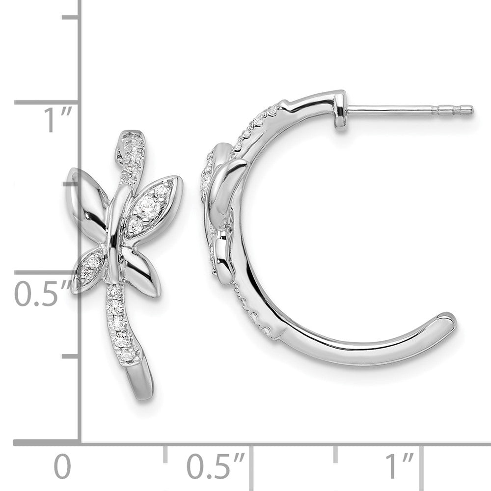 14K Weißgold Diamant-Schmetterling-J-Creolen mit Laborgezüchteten Diamanten VS/SI+ G+