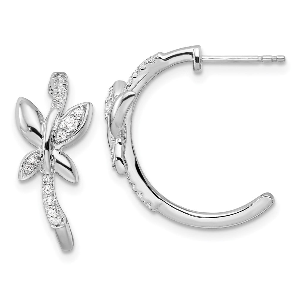 14K Weißgold Diamant-Schmetterling-J-Creolen mit Laborgezüchteten Diamanten VS/SI+ G+