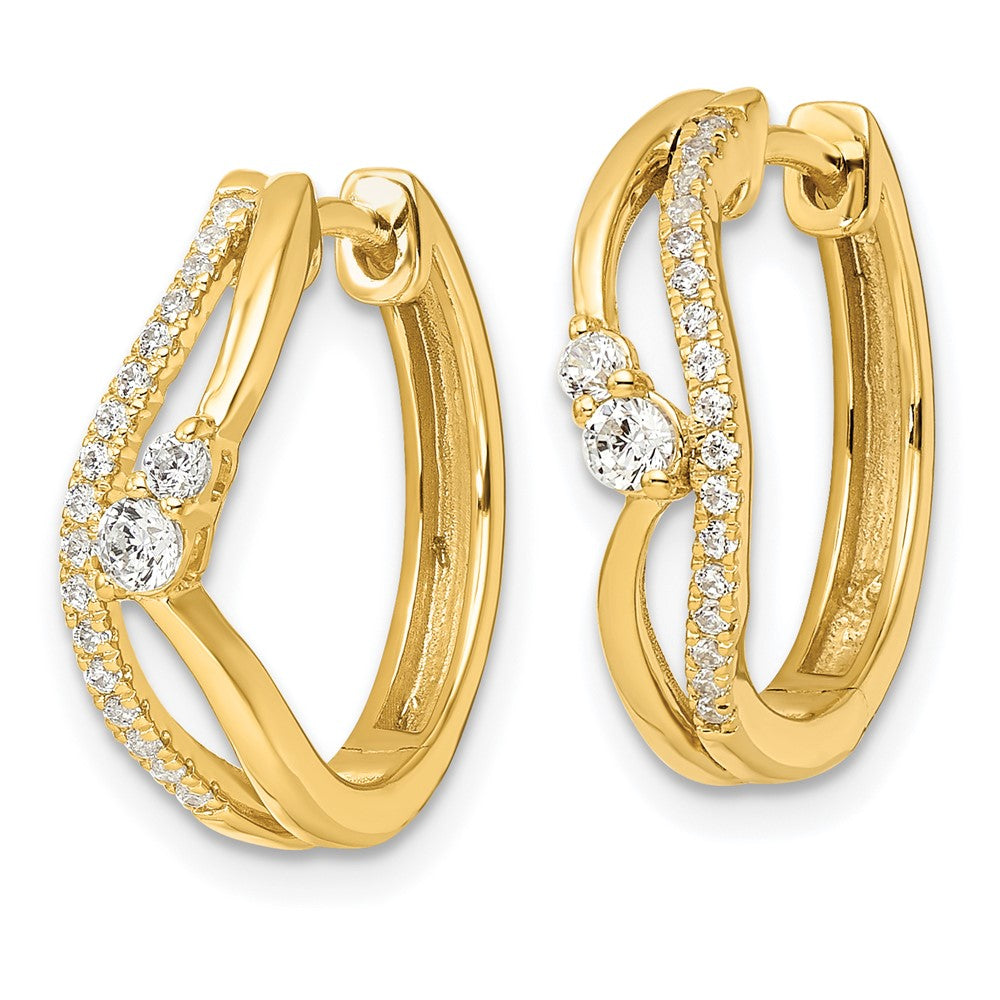 14K Gelbgold Fashion-Creolen mit Scharnier, 0,33 ct. Laborgezüchtete Diamanten, VS/SI+ G+