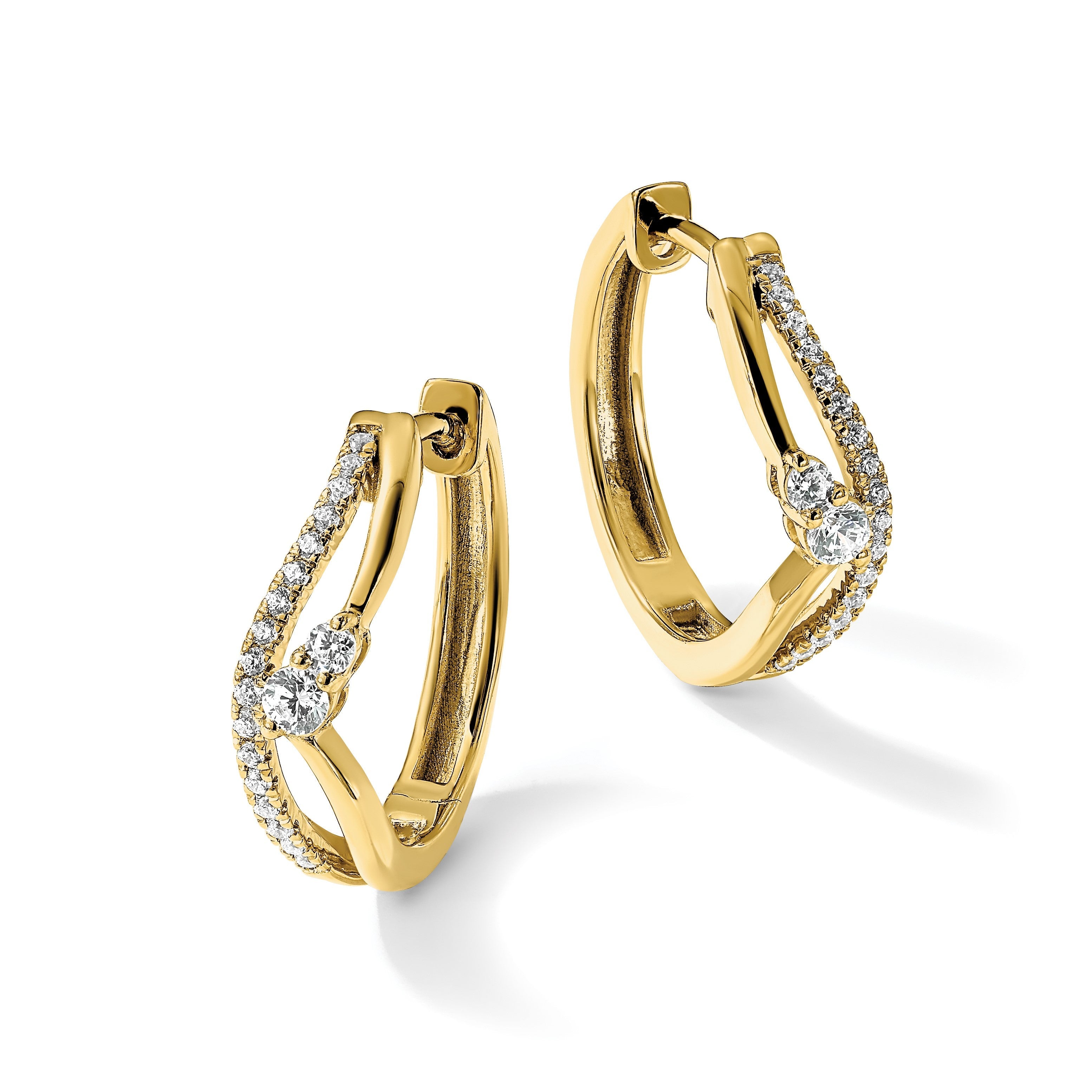 14K Weißgold Diamant-Schmetterling-J-Creolen mit Laborgezüchteten Diamanten VS/SI+ G+